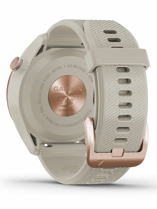 garmin-approach-s42-gps-rose-gold-light-sand-band | The Local Golfer |   |